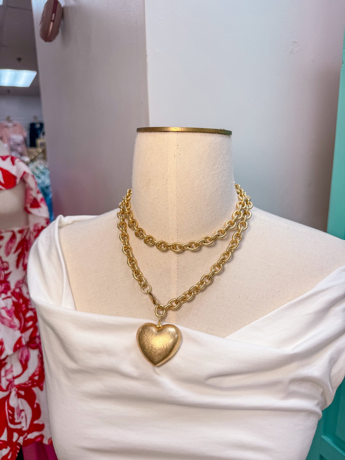 Vintage Gold Heart Necklace