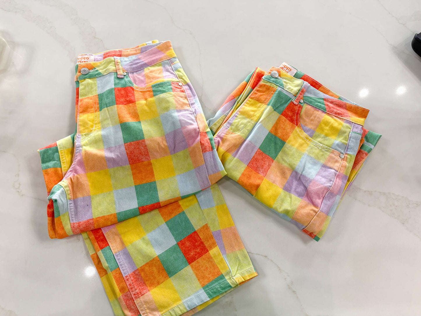 Madras Plaid Barrel Pants