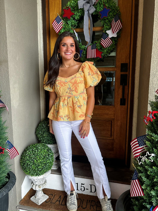 Papaya Floral Top