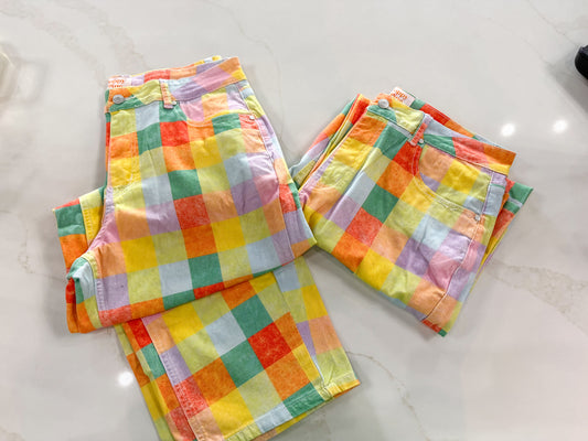 Madras Plaid Barrel Pants